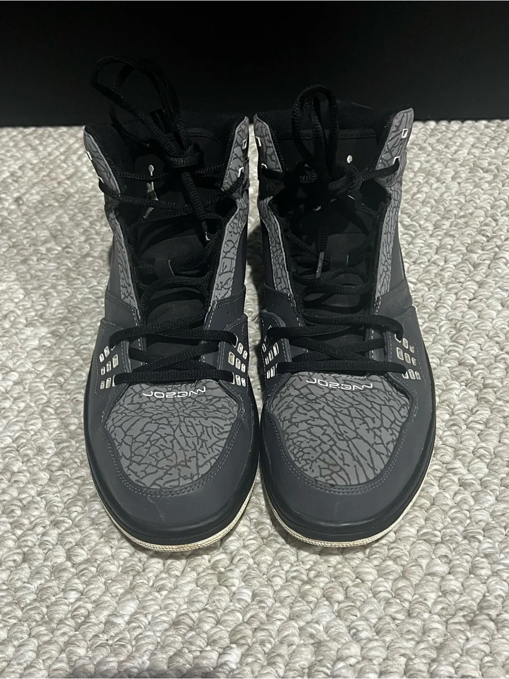 JORDAN 1 FLIGHT DARK GREY/BLACK-WHITE-CMNT GRY SZ 12
